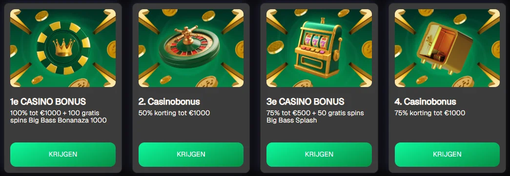 Uspinme Casino bonuskaarten overzicht Uspinme Casino bonuskaarten met casino bonussen en groene knoppen